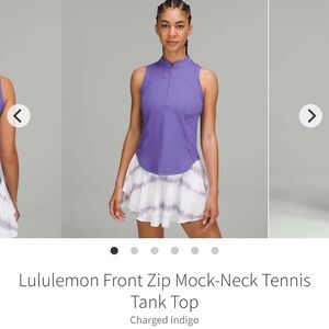 Lululemon Front Zip Mock-Neck Tennis Tank Top Charged Indigo Size 4 with flaw